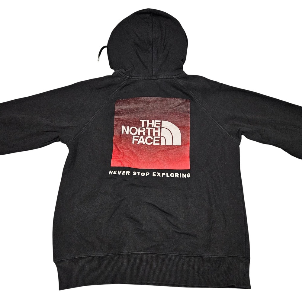 North‎ Face Hoodie Small Black Red Long Sleeve Graphic Pullover Pocket Casual
